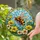 Fuzzy Honeybee Blooming Flowers Tiffany Stained Glass Mosaic Sky - Nature Art Gift Stained Glass Suncatcher - 1