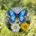 Blue Butterfly Stained Glass Tiffany Style Intricate Mosaic Floral Art Glowing Jewel Tones Stained Glass Suncatcher - 2