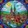 Gothic Cathedral Clock Towers European Town River Bridge Tiffany Jewel Tones Glass Stained Glass Suncatcher - 5