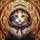 Fluffy Tricolor Kitten Stained Glass Mosaic - Golden Eyes, Hooded Outfit, Glowing Tiffany Art Stained Glass Suncatcher - 5