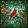 Three Songbirds Cardinal on Leafy Branch - Stained Glass Jewel Tones Flowers Berries Art Stained Glass Suncatcher - 5