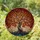 Gnarled Tree Autumn Leaves Stained Glass Tiffany Style Circular Mosaic Foliage Root System Stained Glass Suncatcher - 2