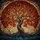 Gnarled Tree Autumn Leaves Stained Glass Tiffany Style Circular Mosaic Foliage Root System Stained Glass Suncatcher - 5
