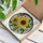 Large Yellow Sunflower Tiffany Stained Glass Floral Mosaic Purple Pink Flower Buds Green Leaves Stained Glass Suncatcher - 3