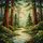 Winding Forest Stream Redwood Trees - Sun-Dappled Ancient Forest Tiffany Glass Style Art Stained Glass Suncatcher - 5