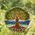 Tree of Life Intricate Stained Glass Landscape - Gnarled Roots & Colorful Leaves Stained Glass Suncatcher - 2
