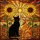 Loving Black Cat Orange Tabby Snuggling Sunflowers Sunburst Stained Glass Jewel Tone Art Gift Stained Glass Suncatcher - 5