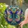 Vibrant Butterfly Stained Glass Art - Tiffany Style Jewel Tone Kaleidoscope Mosaic Cabochons Stained Glass Suncatcher - 1