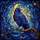 Tiffany Stained Glass Raven Art - Iridescent Blue Purple Feathers, Glowing Moon Decor Stained Glass Suncatcher - 5