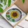 Sunflower Butterfly Stained Glass Art - Intricate Tiffany Style Mosaic Clear Textured Glass Stained Glass Suncatcher - 3