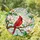 Red Cardinal Bird Stained Glass Suncatcher - Tiffany Art with Magnolia Blossoms & Buds - 2