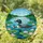 Loon Family Stained Glass Lake View with Water Lilies & Green Island Trees Stained Glass Suncatcher - 2