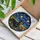 Black Tan Dachshund Dog Stained Glass Wildflowers Night Sky - Van Gogh Inspired Scene Stained Glass Suncatcher - 3