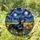 Black Tan Dachshund Dog Stained Glass Wildflowers Night Sky - Van Gogh Inspired Scene Stained Glass Suncatcher - 2