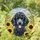Black Standard Poodle Sunflowers Wheat Tiffany Glass Countryside Dog Lover Gift Stained Glass Suncatcher - 2