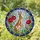 Vigilant Hare Stained Glass Red Blossoms Pink Tulips Mosaic Sky Intricate Geometric Border Stained Glass Suncatcher - 2