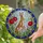 Vigilant Hare Stained Glass Red Blossoms Pink Tulips Mosaic Sky Intricate Geometric Border Stained Glass Suncatcher - 1