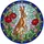 Vigilant Hare Stained Glass Red Blossoms Pink Tulips Mosaic Sky Intricate Geometric Border Stained Glass Suncatcher - 5