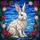 Fluffy White Rabbit Stained Glass Spring Flowers Tiffany Jewel Tones Mosaic Sky Art Stained Glass Suncatcher - 5