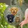 Golden Black Lab Tabby Cat Stained Glass Pet Lover Gift - Floral Butterfly Tiffany Decor Stained Glass Suncatcher - 1