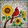 Red Cardinal Sunflower Stained Glass - Tiffany Style Mosaic Window Panel Art Home Decor Gift Stained Glass Suncatcher - 5