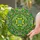 Tiffany Green Stained Glass Jewel Tone Four-Leaf Clover Mandala Leaf Mosaic Art Stained Glass Suncatcher - 1