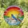 Blue Swallow Stained Glass Sunset Mosaic Art - Waters, Pink Blossoms, Green Hills & Branch Stained Glass Suncatcher - 2