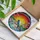 Blue Swallow Stained Glass Sunset Mosaic Art - Waters, Pink Blossoms, Green Hills & Branch Stained Glass Suncatcher - 3