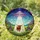 Highland Cow UFO Abduction Flying Saucer Stained Glass Starry Night Wildflower Hills Stained Glass Suncatcher - 2