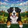 Detailed Bernese Mountain Dog Stained Glass Tiffany Art - Mosaic Hills Sky Dog Lover Gift Stained Glass Suncatcher - 5