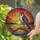 Peregrine Falcon Tiffany Stained Glass Sunset Mosaic Radiant Jewel Tones Gnarled Branch Waterscape Stained Glass Suncatcher - 1