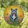 Dark Blue Pitbull Dog Stained Glass Wildflowers Sunburst Mosaic - Animal Lover Gift Stained Glass Suncatcher - 2