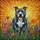 Dark Blue Pitbull Dog Stained Glass Wildflowers Sunburst Mosaic - Animal Lover Gift Stained Glass Suncatcher - 5