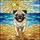 Cheerful Pug Dog Running Beach Ocean Waves - Glowing Tiffany Stained Glass Jewel Art Stained Glass Suncatcher - 5