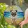 Cheerful Pug Dog Running Beach Ocean Waves - Glowing Tiffany Stained Glass Jewel Art Stained Glass Suncatcher - 1