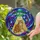 Wide-Eyed Tabby Cat UFO Abduction Levitation - Tiffany Glass Cosmic Starfield Jewel Tones Stained Glass Suncatcher - 1