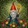 Red Hat Gnome Long Beard Forest Flowers Stained Glass - Tiffany Mosaic Jewel Tone Art Stained Glass Suncatcher - 5