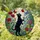 Black Cat Green Eyes Butterflies Poppies Tiffany Stained Glass Meadow Scene Decor Stained Glass Suncatcher - 2