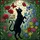 Black Cat Green Eyes Butterflies Poppies Tiffany Stained Glass Meadow Scene Decor Stained Glass Suncatcher - 5