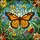 Monarch Butterfly Stained Glass Art - High Contrast Tiffany Foliage & Blue Sky Mosaic Stained Glass Suncatcher - 5