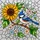 Crested Titmouse Blue Stained Glass Sunflower Floral Bird Mosaic Nature Lover Gift Stained Glass Suncatcher - 5