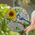Crested Titmouse Blue Stained Glass Sunflower Floral Bird Mosaic Nature Lover Gift Stained Glass Suncatcher - 1
