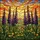 Purple Delphinium Flowers Sunset Mountain Scene - Intricate Tiffany Stained Glass Look Stained Glass Suncatcher - 5