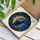 Black Cat Crescent Moon Stained Glass Art - Tiffany Style Cosmic Night Sky Floral Design Stained Glass Suncatcher - 3