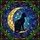 Black Cat Crescent Moon Stained Glass Art - Tiffany Style Cosmic Night Sky Floral Design Stained Glass Suncatcher - 5