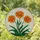 Three Orange Daisy Flowers Stained Glass Mosaic Art with Green Leaves - Tiffany Style Decor Stained Glass Suncatcher - 2