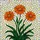 Three Orange Daisy Flowers Stained Glass Mosaic Art with Green Leaves - Tiffany Style Decor Stained Glass Suncatcher - 5