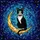 Black White Tuxedo Cat Golden Crescent Moon Celestial Night Sky Tiffany Jewel Tone Glass Stained Glass Suncatcher - 5
