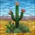 Saguaro Cactus Desert Plants Stained Glass Tiffany Art - Green Coral Yellow Sky Blue Landscape Stained Glass Suncatcher - 5