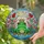 Green Frog Red Eyes Gold Crown Stained Glass Pond Flowers & Cloudy Sky Home Decor Stained Glass Suncatcher - 1